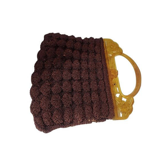 Vintage Crocheted Bag With Celluloid? Molded Handle (A6400) - Picture 4 of 5